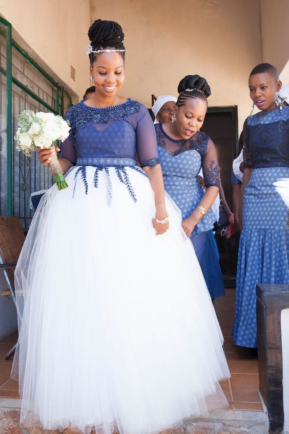 Plus Size Shweshwe Wedding Dress With Tulle