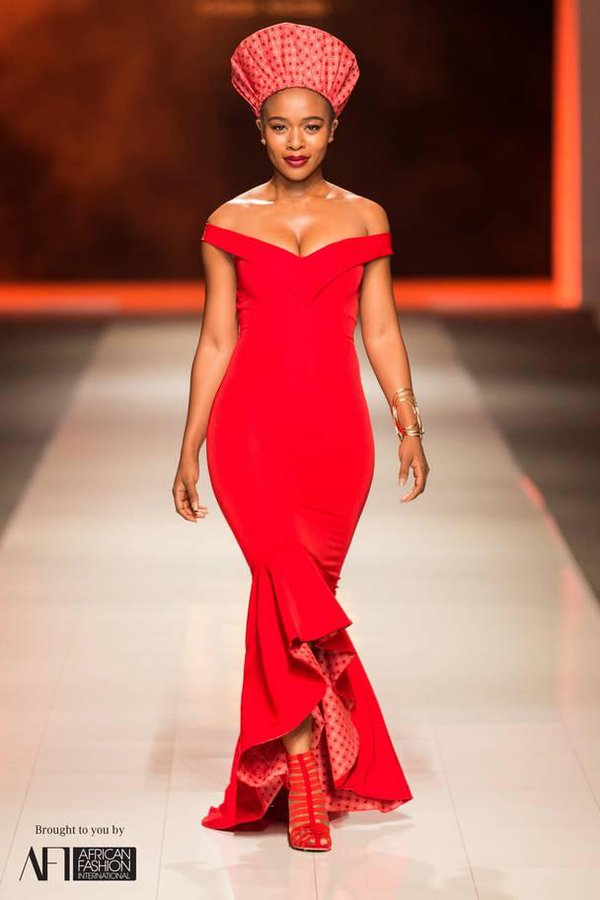 Red Shweshwe Dress by Khosi Nkosi