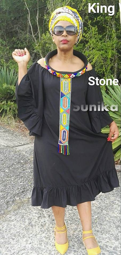 black dress with zulu beads