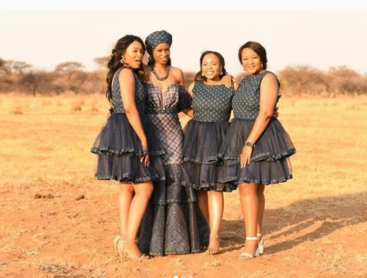 Brown and Tulle Shweshwe bridesmaids Dresses 2022