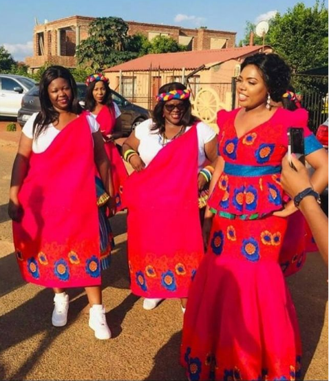 Pink and Blue Tsonga outfit for Makoti