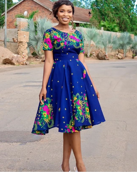 Elegant Blue Tsonga Dress