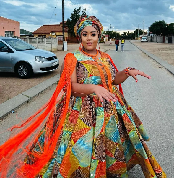 Beautiful Orange Plus Size Traditional African Dress