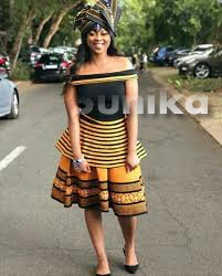 Drop Shoulder Orange Xhosa Dress