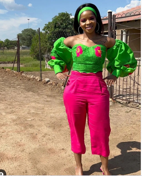 Green and Pink Tsonga Oufit