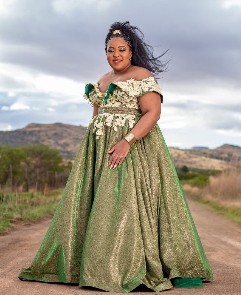 Green plus size wedding dress by NIM Couture