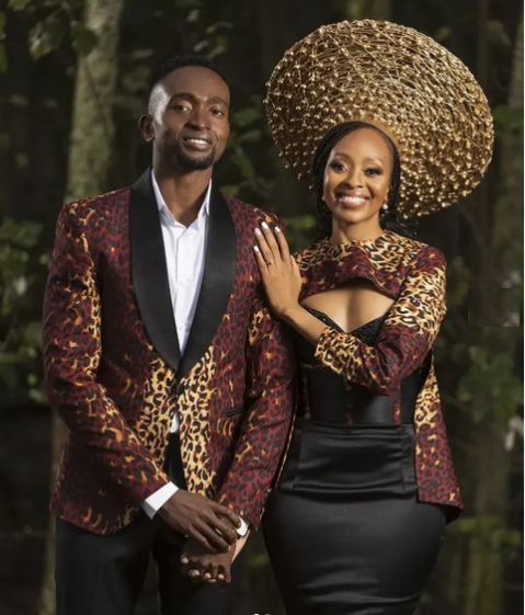 Matching African Print Traditional Couples Wedding Attire ND