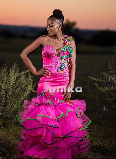 Tsonga Wedding Dress with side flower detail