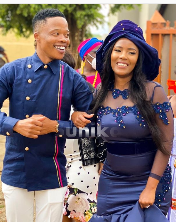 Navy Blue Sepedi Attire for couples