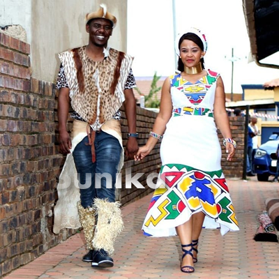 Ndebele Matching Traditional Wedding Attire for couples