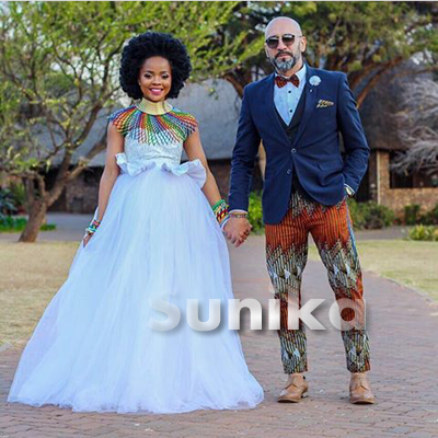 Plain Wedding Dress Ndebele with Beads Ndebele Outfit for couples