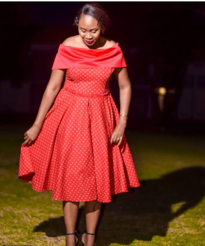 Red Drop Shoulder Shweshwe Dress