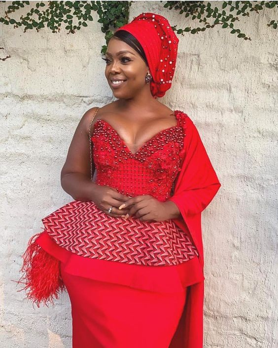 Red Shweshwe Wedding Dress with Tulle 2021