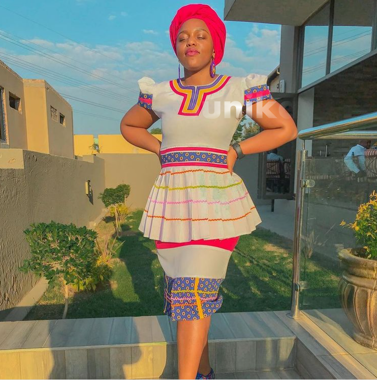SePedi Makoti Dress with Shweshwe Detail