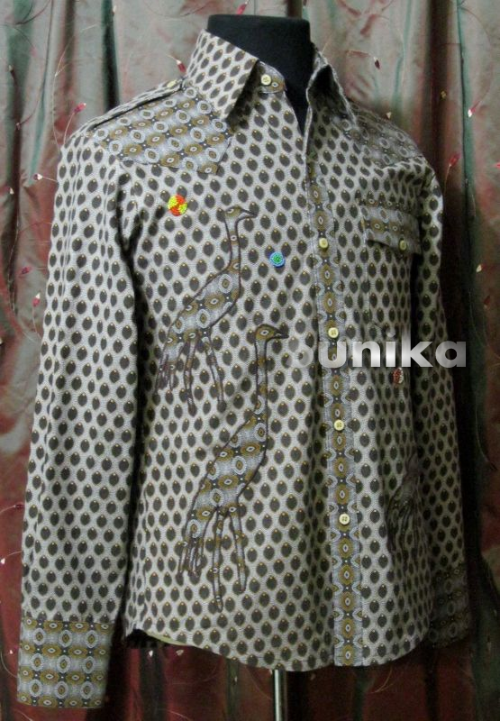 Shweshwe Shirt with Patchwork Green Heart Creations