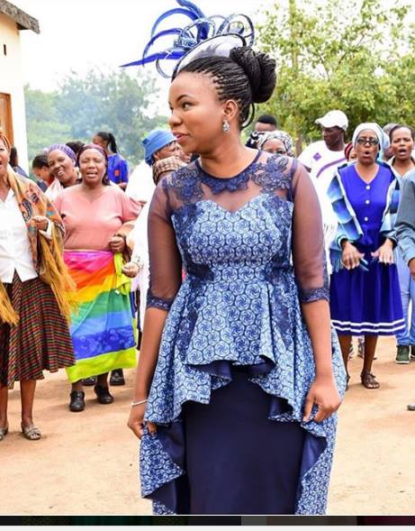 Shweshwe Traditional Blue Sotho Dress