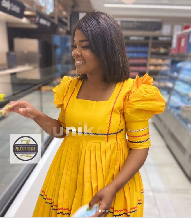Traditional Yellow Sepedi Puff Sleeves