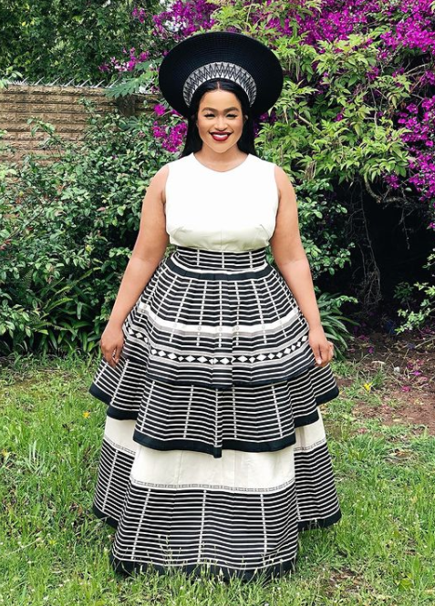 Black and White Xhosa Attire with Zulu Hat