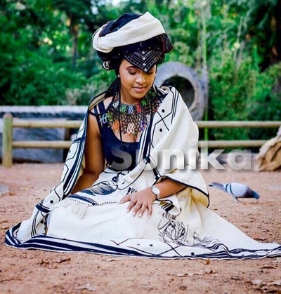 Black and White Xhosa Dress for Makoti