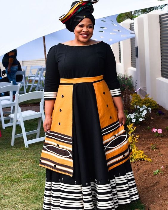 Plus Size Xhosa Dress Black Orange and White
