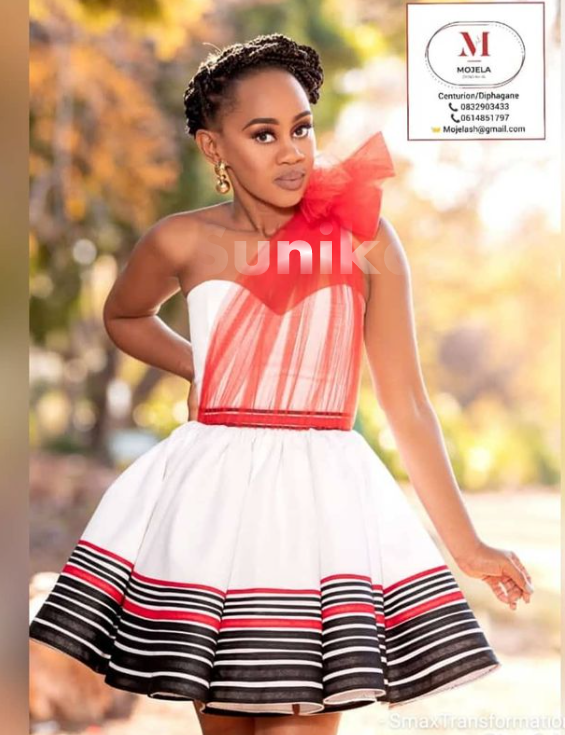 Red and black short Xhosa Dress Mojela