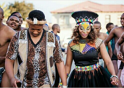 Zulu Couple In Traditional Wedding Attire