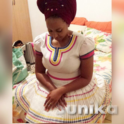 SePedi Dress for Makoti With Matching Doek