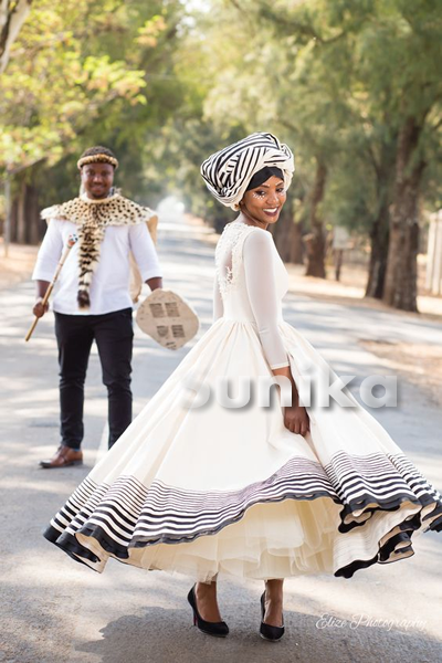 Beautiful Xhosa Wedding Dress with Tulle underskirt