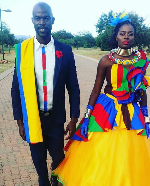 Ndebele Attire for couples with matching neckpiece