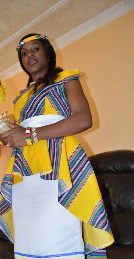 Yellow Venda Dress with Head Beads