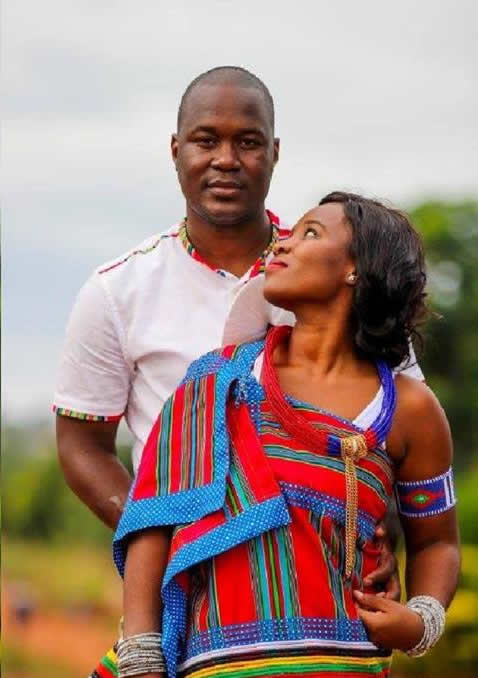 Red and White Venda Traditional Attire for wedding