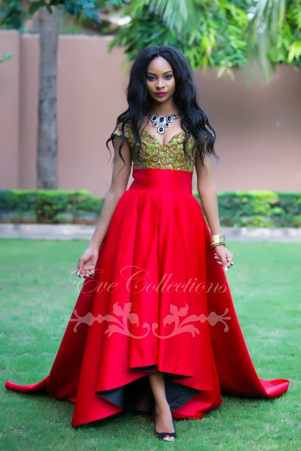 Red High lo African Wedding Dress