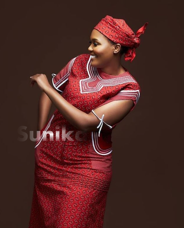 Red Embroidered Sotho Dress